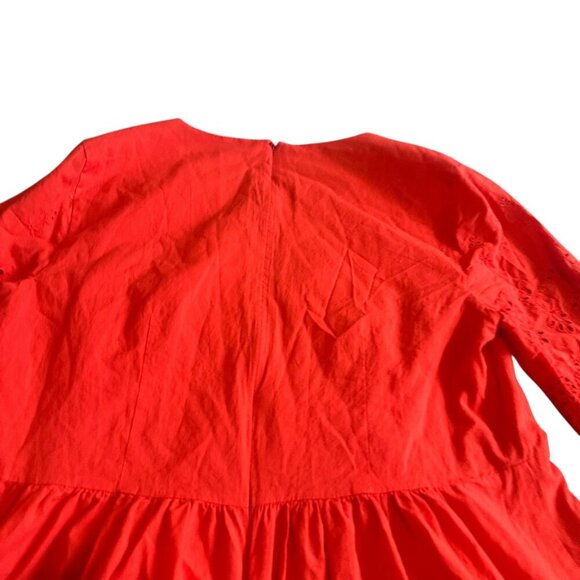 Madewell A-Line Dress Eyelet Cutout Trim 3/4 Sleeves Cotton Size 10 Women's - Picture 7 of 11